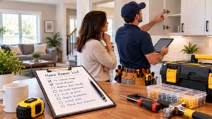 Home Repair Consultation in a Modern Kitchen